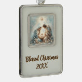 Radiant Holy Family Nativity Scene シルバープレートフレームオーナメント (右)