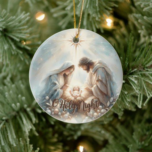 Radiant Holy Family Nativity Scene セラミックオーナメント (ツリー)