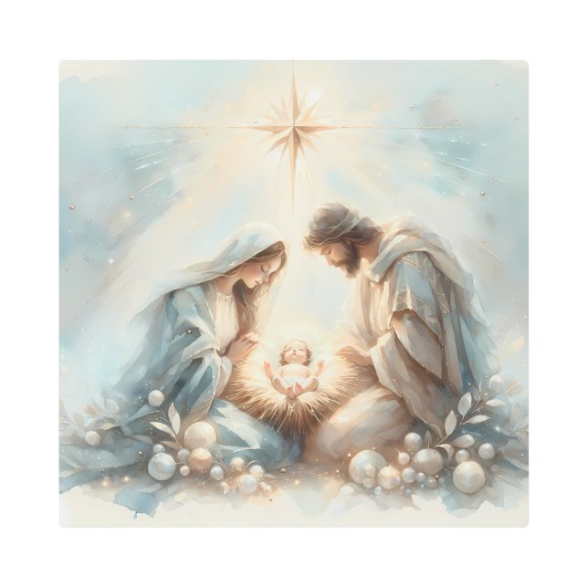 Radiant Holy Family Nativity Scene メタルプリント (正面)