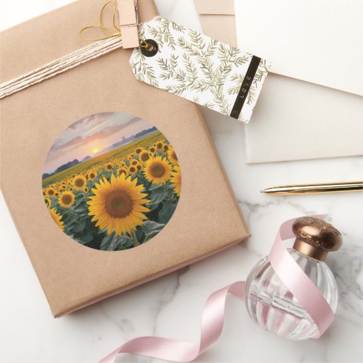 Radiant Horizon：明け方のひまわり ラウンドシール (ギフト)