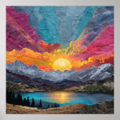 Radiant Horizon — Abstract Mountain Lake Sunrise ポスター (正面)