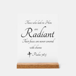 Radiant in Him木製ブロック付きアクリルの看板 アクリルサイン