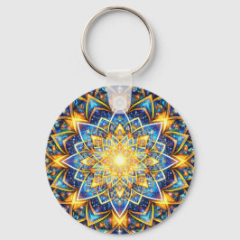 Radiant Kaleidoscope Mandala – Color Harmony gold キーホルダー