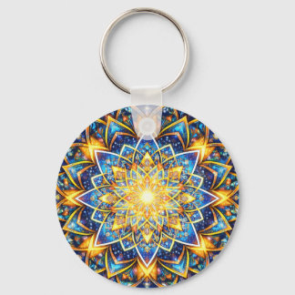 Radiant Kaleidoscope Mandala – Color Harmony gold キーホルダー