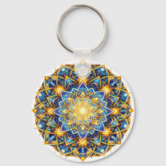 Radiant Kaleidoscope Mandala – Color Harmony gold キーホルダー