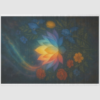 Radiant Lotus in Cosmic Glow Decompage紙LGBTQ 薄葉紙