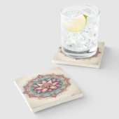 Radiant Lotus Mandala：咲く穏やかさ ストーンコースター (横)