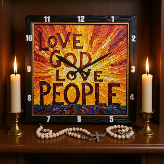 Radiant Love God Love People Art スクエア壁時計