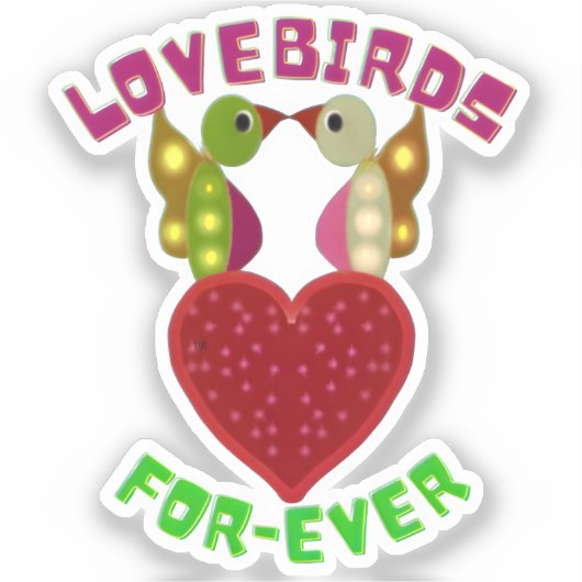 Radiant Lovebirds Heart Design  シール (正面)