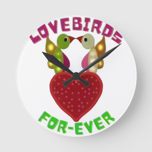 Radiant Lovebirds Heart Design Throw Pillow ラウンド壁時計 (正面)