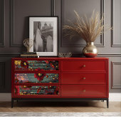 Radiant Majesty Golden Ember Red Blossom Decoupage 薄葉紙