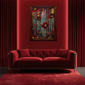 Radiant Majesty Golden Ember Red Blossom Decoupage 薄葉紙