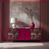 Radiant Majesty Golden Ember Red Blossom Decoupage 薄葉紙