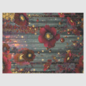 Radiant Majesty Golden Ember Red Blossom Decoupage 薄葉紙 (正面)