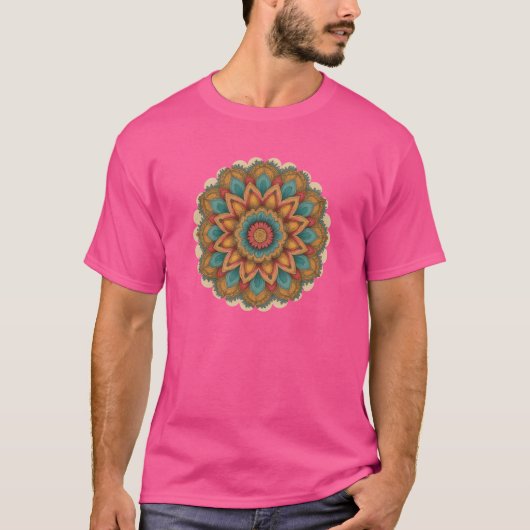 Radiant Mandala Boho Style Design Tシャツ (正面)