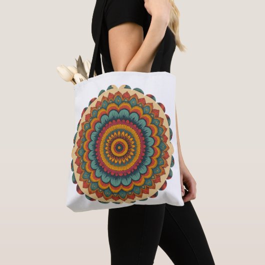 Radiant Mandala Boho Tote Bag トートバッグ (クローズアップ)