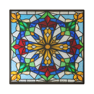 Radiant Mosaic Star – Stained Glass Metal Wall Art メタルプリント