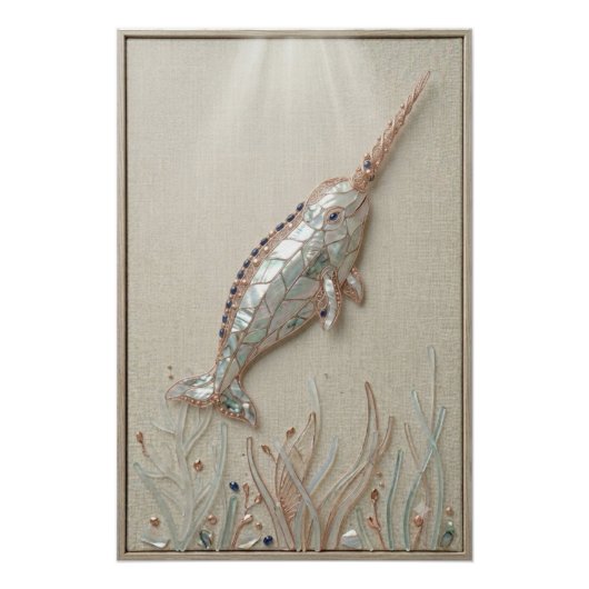 Radiant Narwhal Coastal Wall Art ポスター (正面)