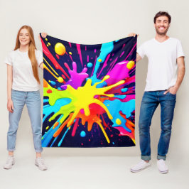 Radiant Paint Explosion フリースブランケット