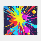 Radiant Paint Explosion フリースブランケット (正面(横))