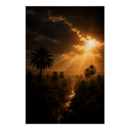 Radiant Palm Grove Chiaroscuro Poster ポスター