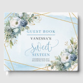 Radiant Pastel Blue White Peonies Sweet Sixteen ゲストブック (正面)