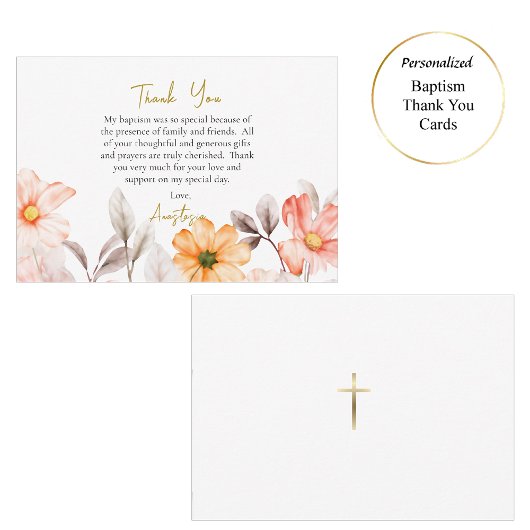 Radiant Pastel Spring Flowers Orthodox Baptism     サンキューカード