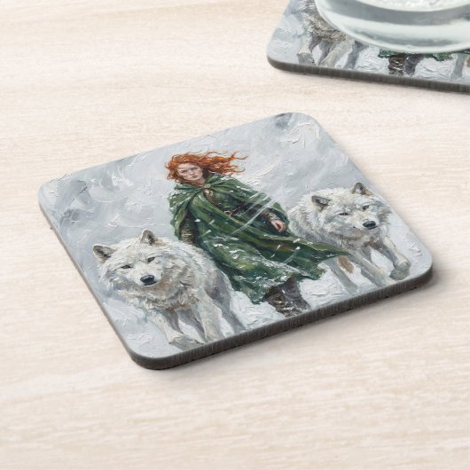 Radiant Peace Dove Lantern Imbolc Snowdrops Art コースター (左側)