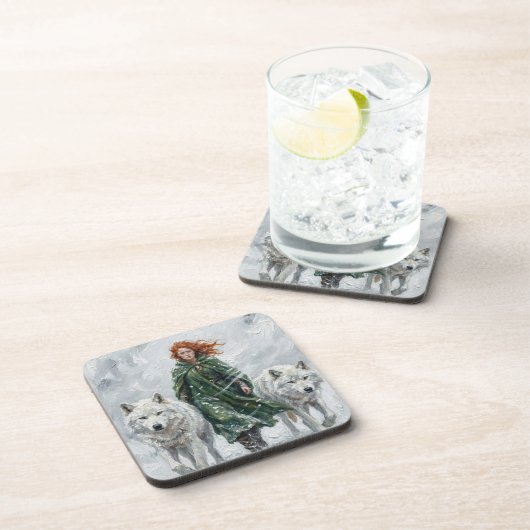 Radiant Peace Dove Lantern Imbolc Snowdrops Art コースター (右側)