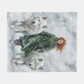 Radiant Peace Dove Lantern Imbolc Snowdrops Art フリースブランケット (正面(横))