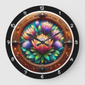 Radiant Protea Stained Glass ラージ壁時計 (正面)