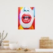 Radiant Red Lips:カラーとチャームのお祝い ポスター (キッチン)