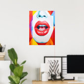 Radiant Red Lips:カラーとチャームのお祝い ポスター (ホームオフィス)