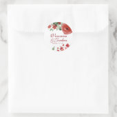 Radiant Red Waterカラーバラ結婚式用シール ラウンドシール (バッグ)