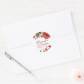 Radiant Red Waterカラーバラ結婚式用シール ラウンドシール (封筒)