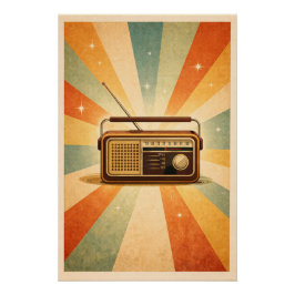 Radiant Retro Radio Sunburst Vintage Music Poster ポスター