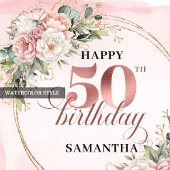 Radiant Rose Gold Greenery 50th Birthday Personal クッション