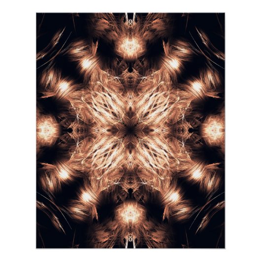 Radiant Sandstone Fractal Mandala Art ポスター (正面)