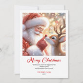 Radiant Santa And Rudolph Merry Christmas Greeting シーズンカード (正面)