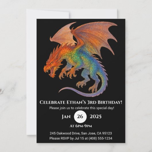 Radiant Scale Dragon Birthday Invitation 招待状 (正面)