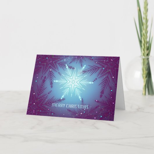 Radiant Snowflake Glow – Elegant Blue Christmas カード (正面)