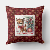 Radiant snowy scene baby deer cozy kids room decor クッション (裏面)