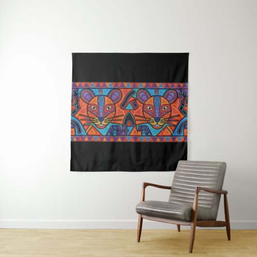 Radiant Spirit Animal Geometric Wall Tapestry タペストリー (インサイチュ)