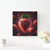 Radiant Strawberry Square Acrylic Wall Clock スクエア壁時計 (ホーム)