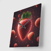 Radiant Strawberry Square Acrylic Wall Clock スクエア壁時計 (傾斜)