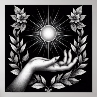 Radiant Sun with Botanical Touch and Feminine ポスター