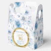 Radiant Sweet Sixteen Boho Blue Gold Sparkle Box フェイバーボックス (オープン)