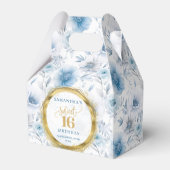 Radiant Sweet Sixteen Boho Blue Gold Sparkle Box フェイバーボックス (正面サイド)