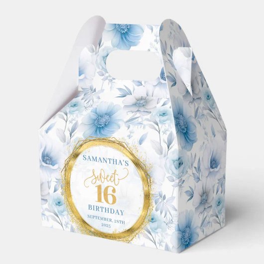 Radiant Sweet Sixteen Boho Blue Gold Sparkle Box フェイバーボックス