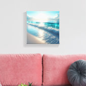 Radiant Turquoise Ocean Waves with Sparkling Sun  キャンバスプリント (インサイチュ (リビング))